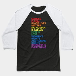 Science Is Real Black Lives Matter Lgbt Pride Blm Equality Baseball T-Shirt